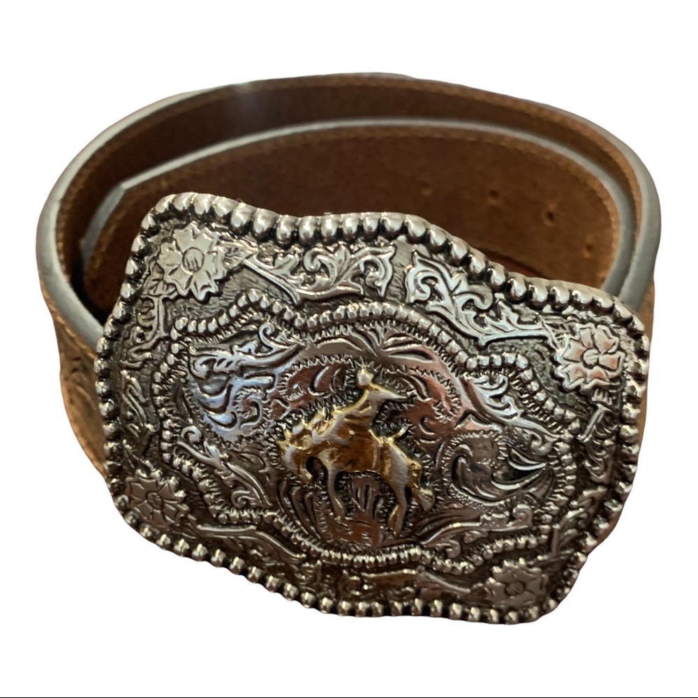 Boys’ Floral Tooled Western Belt.  Size 24